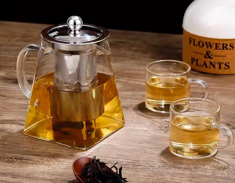 Dzbanek do Herbaty z Sitem - Szklany Dzbanek Borokrzemianowy z Filtrem 350 ml do Herbaty i Naparów, Odporny na Wysoką Temperaturę i Odpowiedni do Mikrofalówki (350 Ml)