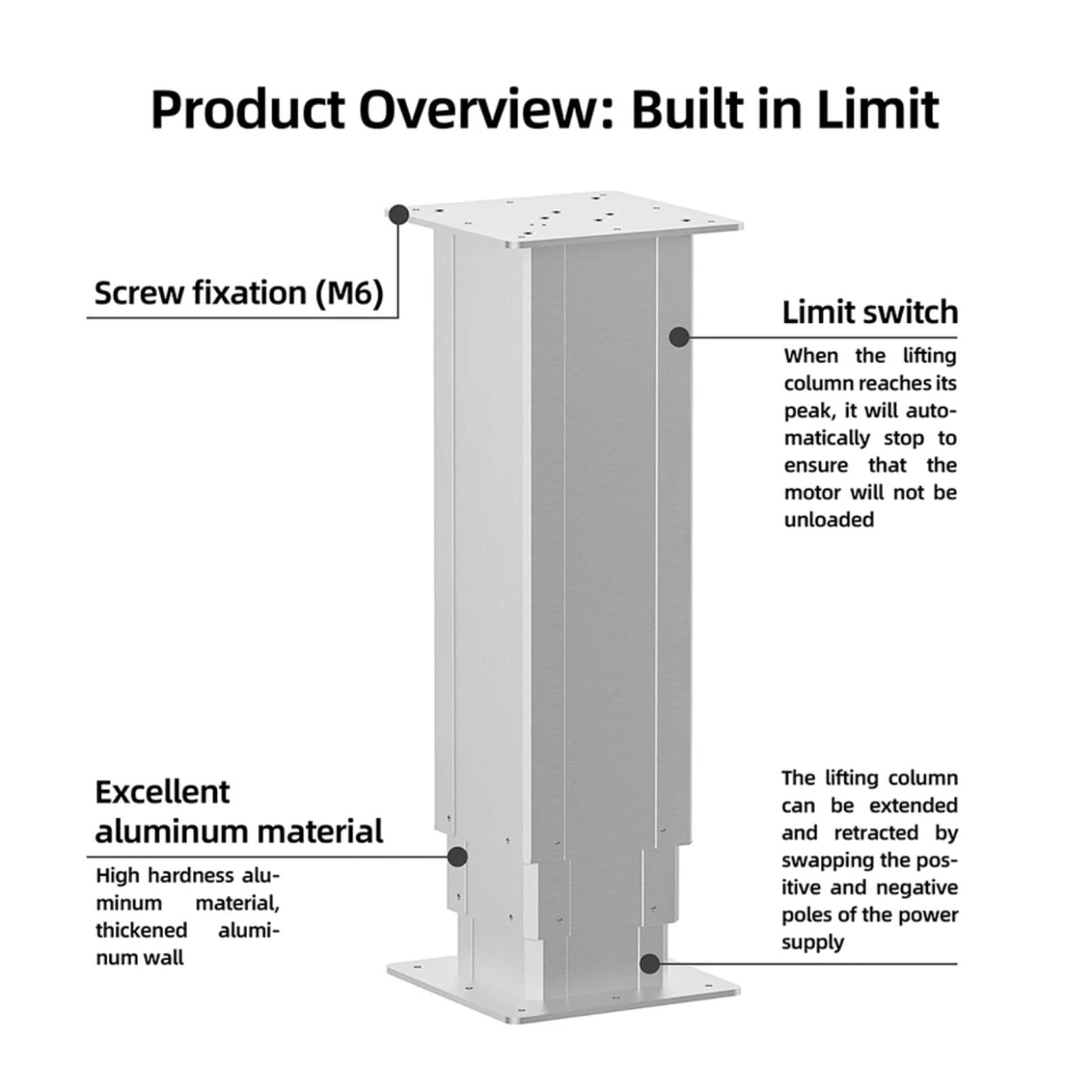 Mechanismus Säulen Zubehör Synchronisierung Arbeit Metall Hefttisch Tatami-Tüter(Black; 370-670mm)