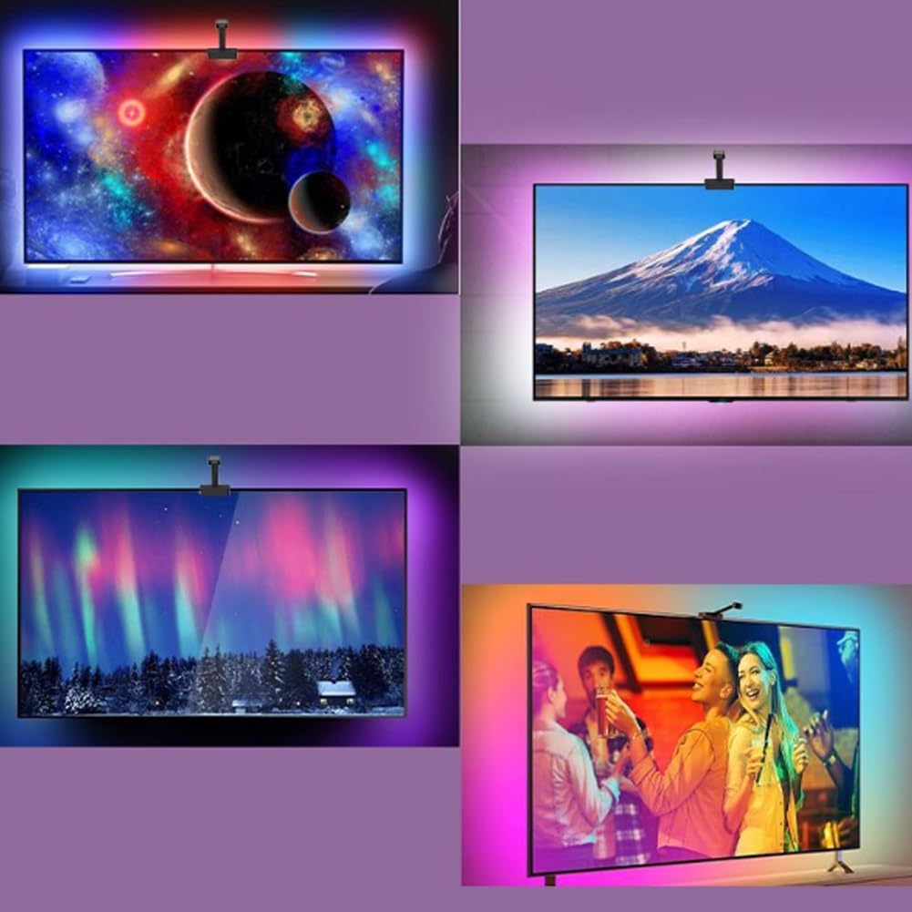 DONGXIAO Luce a LED for TV, luci TV Retroilluminazione TV a LED, TV LED,Schermo TV con Impugnatura for Fotocamera Striscia di Luce Ambientale LED Intelligente sincronizzata(TV72~85in)