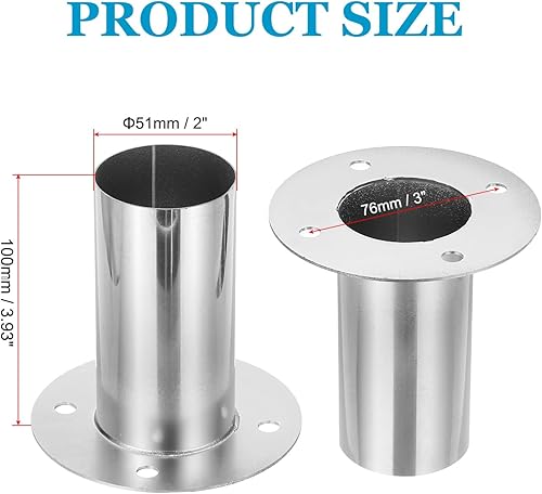 Miniatura 2 de PATIKIL Brida de conector de conducto de 2", brida de escape de tubo recto Collar de conducto de manguera de tubo de acero inoxidable para