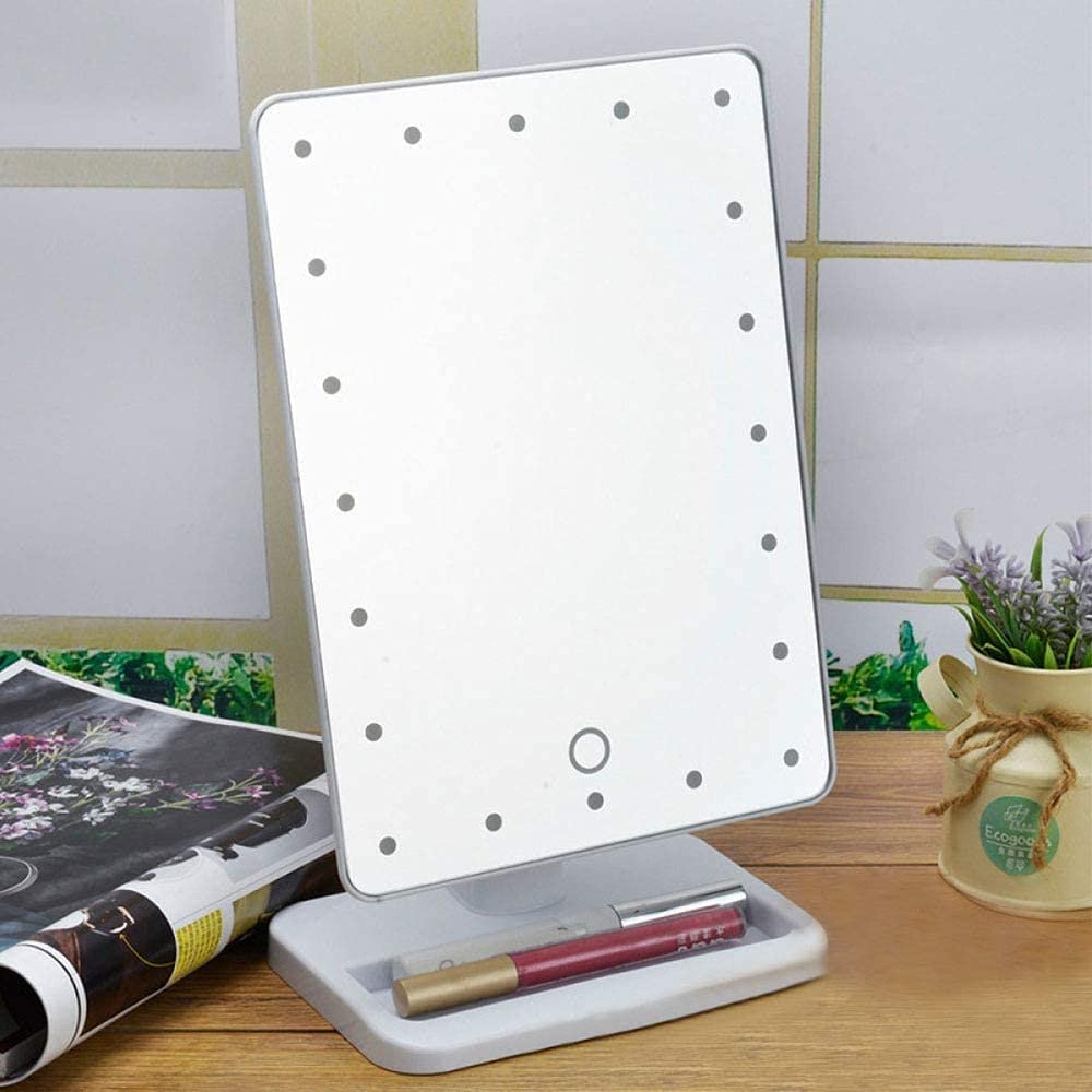Mirror for Makeup LED Lighted Makeup Desktop Cosmetic Mirror Beauty Vanity Mirror Touch Screen Dimmable Brightness 360 Rotation USB Battery Double Charge