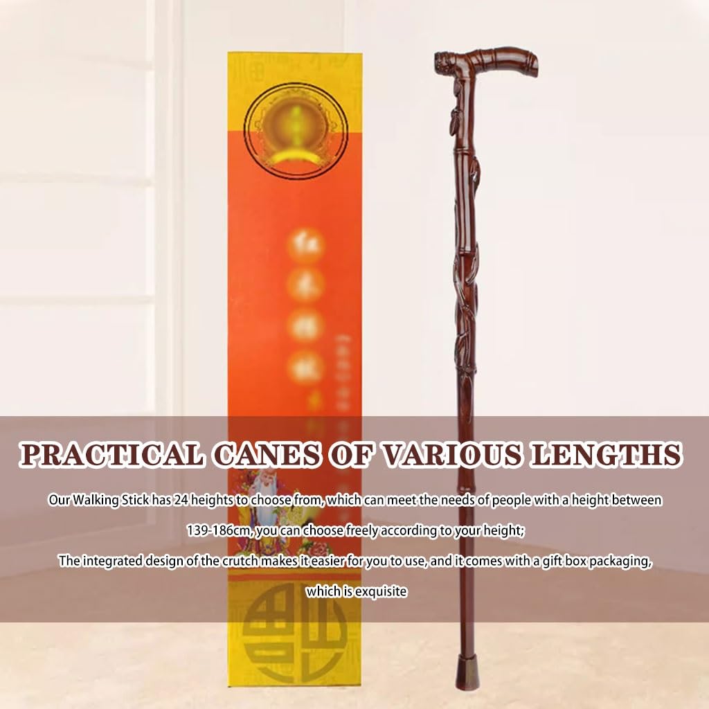 Bastone da Passeggio Stampelle Creativo con Design di Intaglio delle Radici, Bastone da Passeggio Leggero per Anziani, Bastone da Trekking A Forma di bambù(75cm(Use Height 143-144cm))