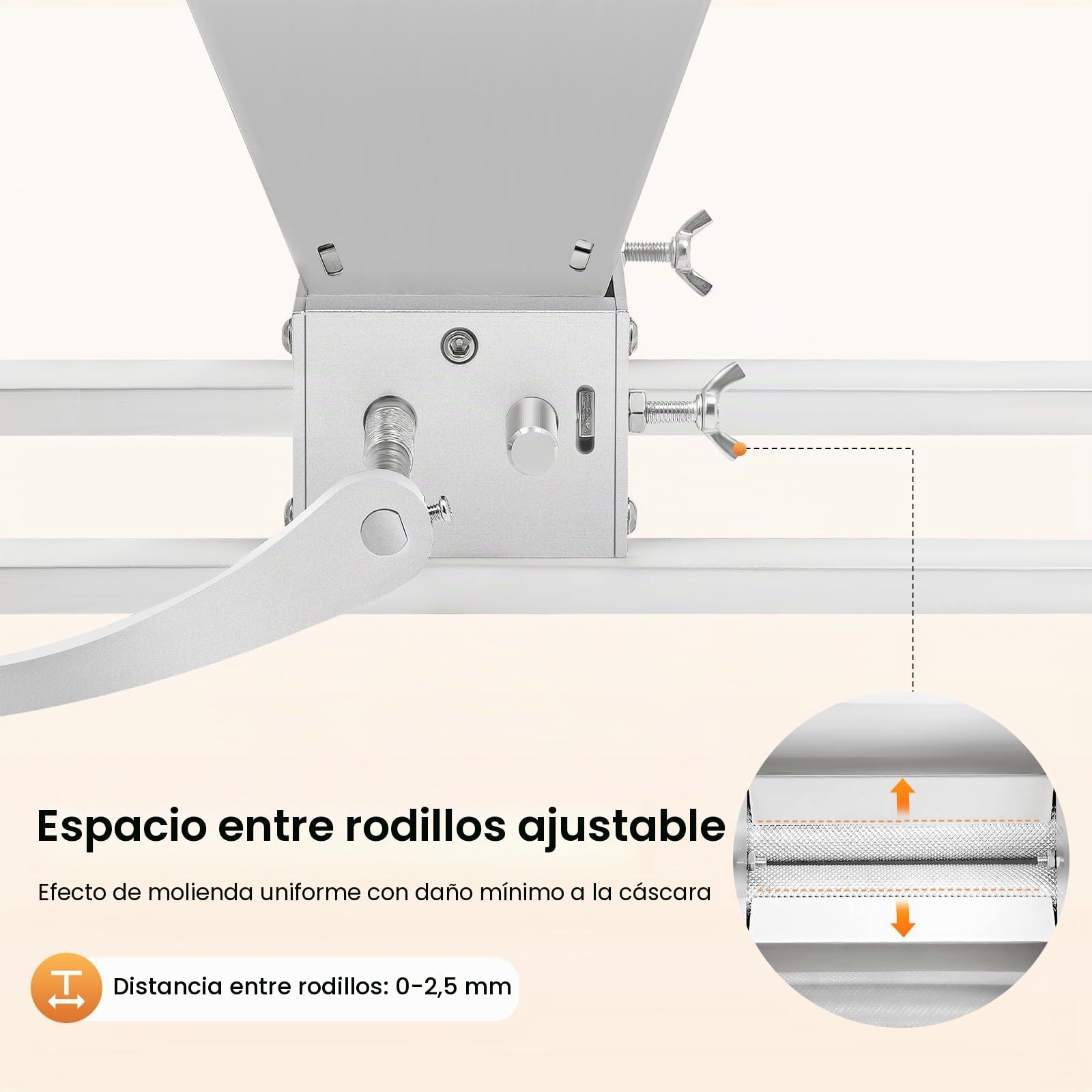 Trituradora de cereales manual de 4 l, molinillo de granos, molino doméstico, 26 cm, 2 rollos de molino de malta regulable 8 lbs/min, trituradora de cereales para moler cebada, trigo y otros granos