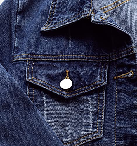 Ladyful Women's Bride Casual Jean Jacket Distressed Ripped Denim Jacket Coat with Pockets4