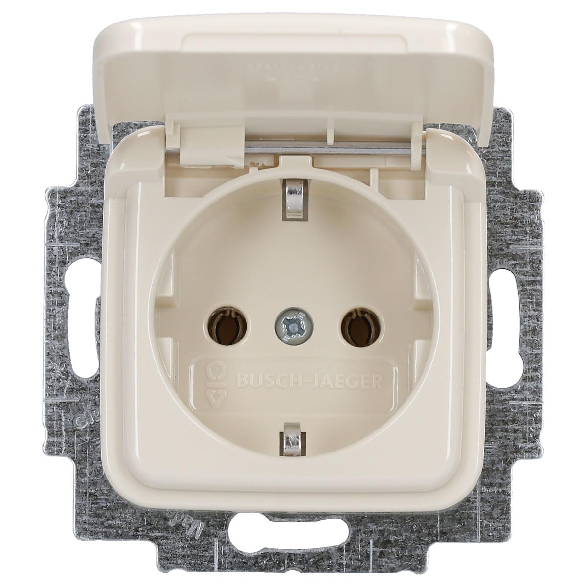 Prise de courant Busch-Jaeger 20EUK-212 couvercle anti poussiere SCHUKO blanc creme