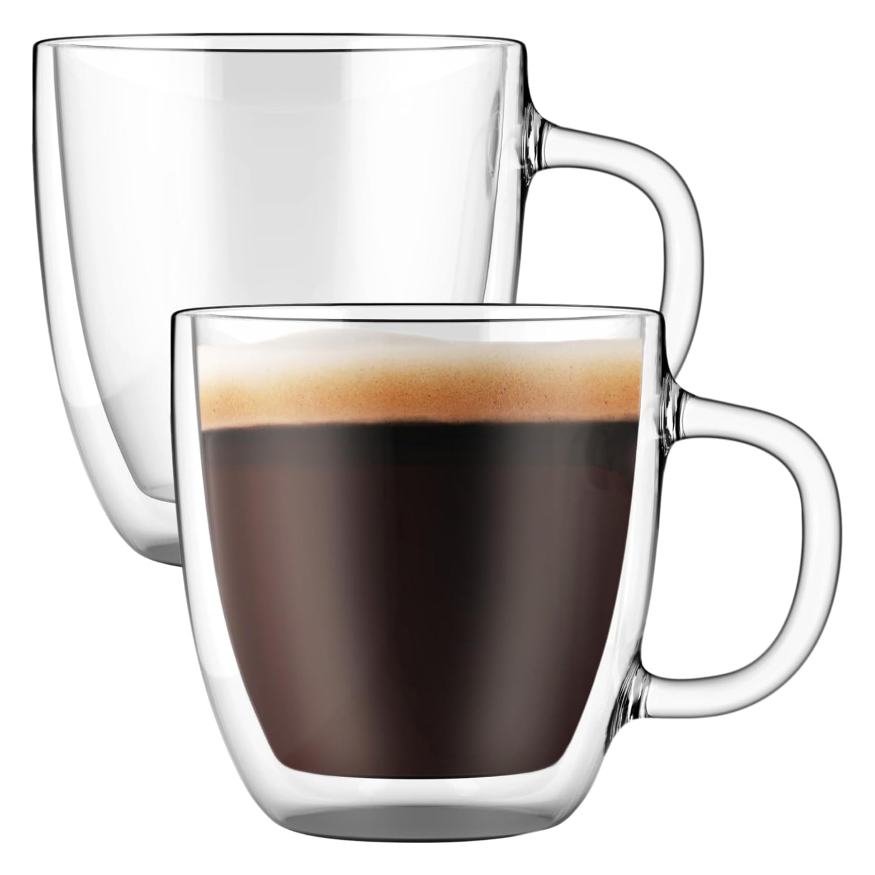 PYEBE Double Wall Glass Coffee Mugs - Insulated Clear Coffee Mugs Set of 2, Perfect for Espresso, Cappuccino, Latte, Americano, Tea Bag, Beverage (250ml)