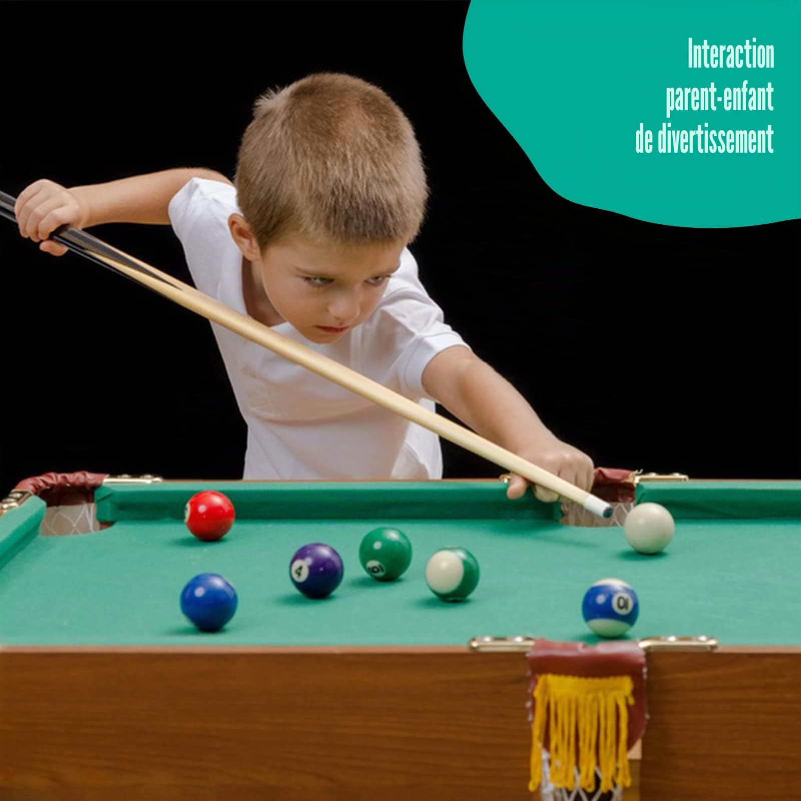 Lot de 2 queues de Billard Courtes en Bois Dur pour Enfants avec Pointes collées de 13 mm
