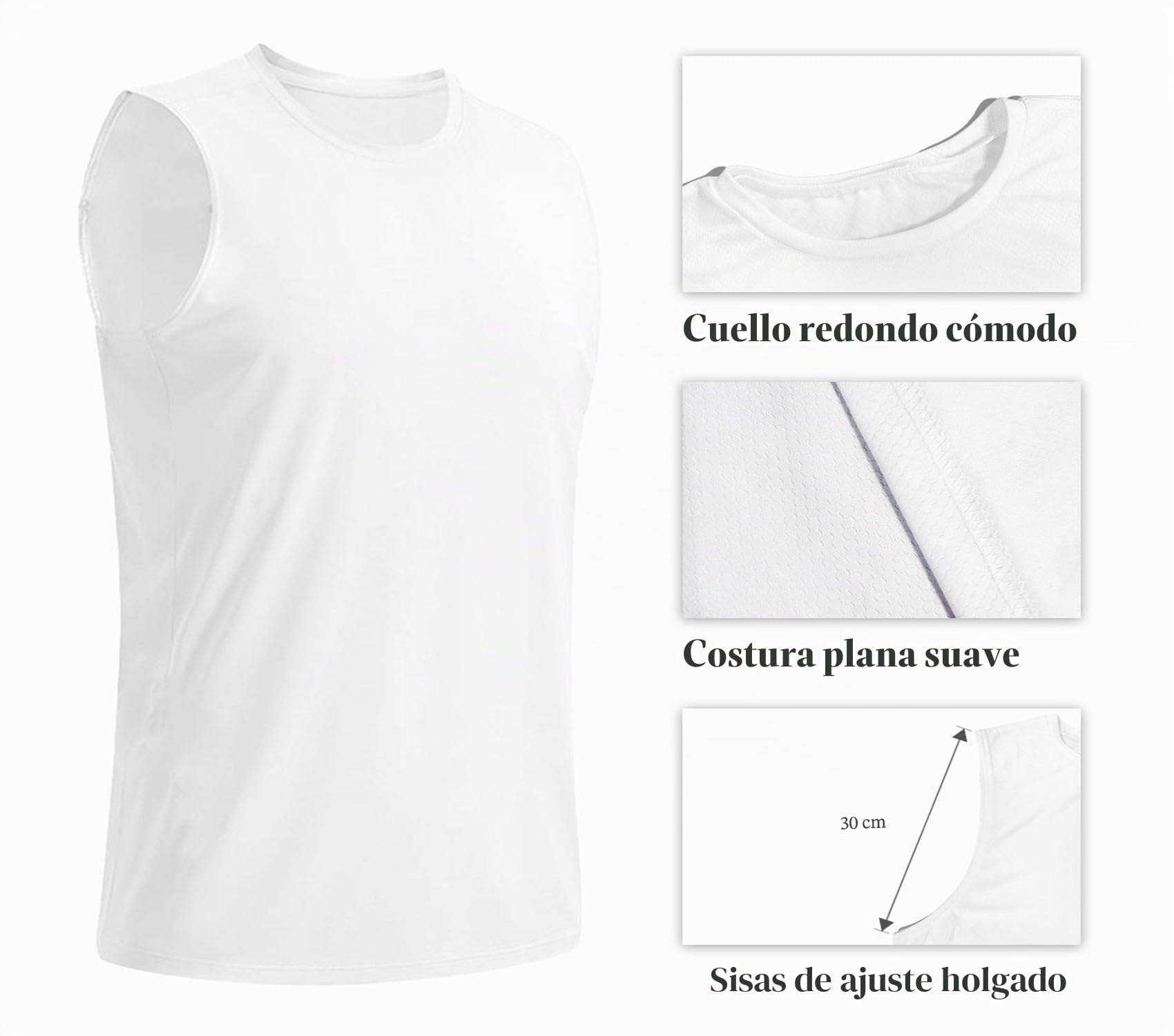 HOTCAT Camiseta sin mangas para hombre, paquete de 3, camiseta deportiva sin mangas, camiseta interior para correr, correr, gimnasio, entrenamiento