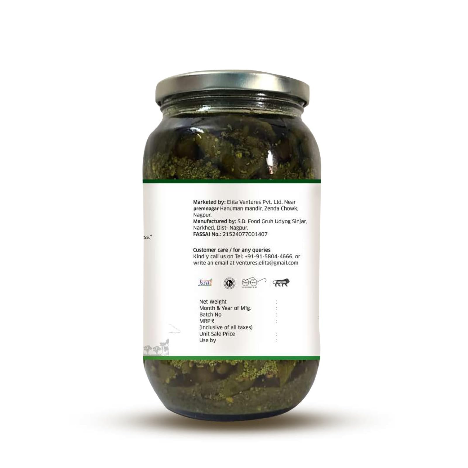 Elita Green Chilli Pickle 1kg | Ghar Ka Achar | Spicy & Tangy Flavor | Made with Fresh Green Chilies | No Preservatives | Ghar Wala Swaad | Mirch Ka Achar 1