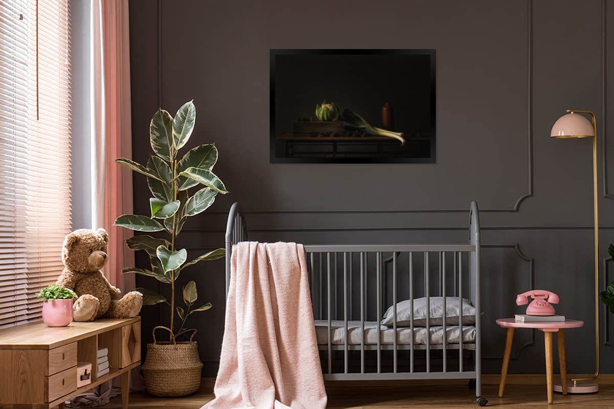 Poster Bilder Wanddeko Deko Wohnzimmer 120x80 cm Stilleben - Tisch - Malerei - Gemüse - Lauch - Blumenkohl - Kunst