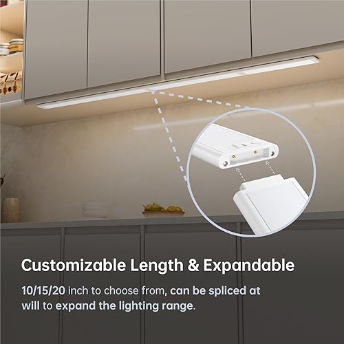 Miniatura 2 de Iluminación para debajo del gabinete de 15 pulgadas, luz LED expandible con controles de sensor, temperatura de color ajustable y brillo,