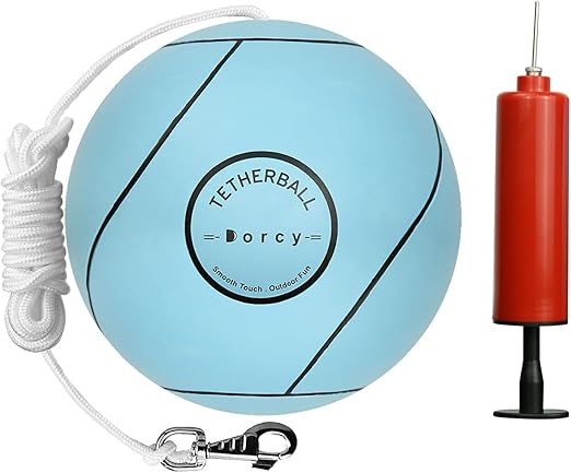 Tetherball Ball and Rope Set with Swivel Hook and Ball Pump,Replacement Tether Ball Soft for Kids Adults and Dogs Fun Yard Game