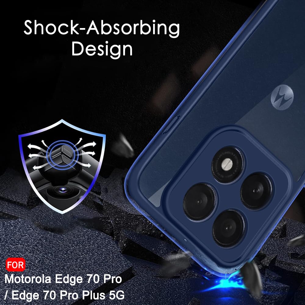 TheGiftKart Hybrid Shockproof Back Cover Case for Motorola Moto Edge 70 Pro/Edge 70 Pro Plus 5G | Camera Protection Module | Hard Back Cover Case (PC & TPU, Transparent Clear Back, Blue Sides) — Amazon image 5