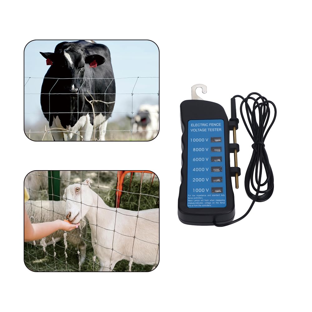 Probador de Voltaje de Cerca Eléctrica 10000V con 6 Luces de Neón | Probador Resistente Agua y Duradero Lectura Rápida y Clara del Voltaje Detectado para Usar en Exteriores Alambre Cuerda Cinta