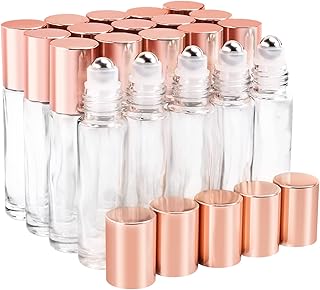 10ml(1/3oz) Glass Roller Bottles 20 Packs Essential Oil Roller Bottles Glass Roll On Bottles For Essential Oils Perfume Aromatherapy With Stainless Steel Roller Balls