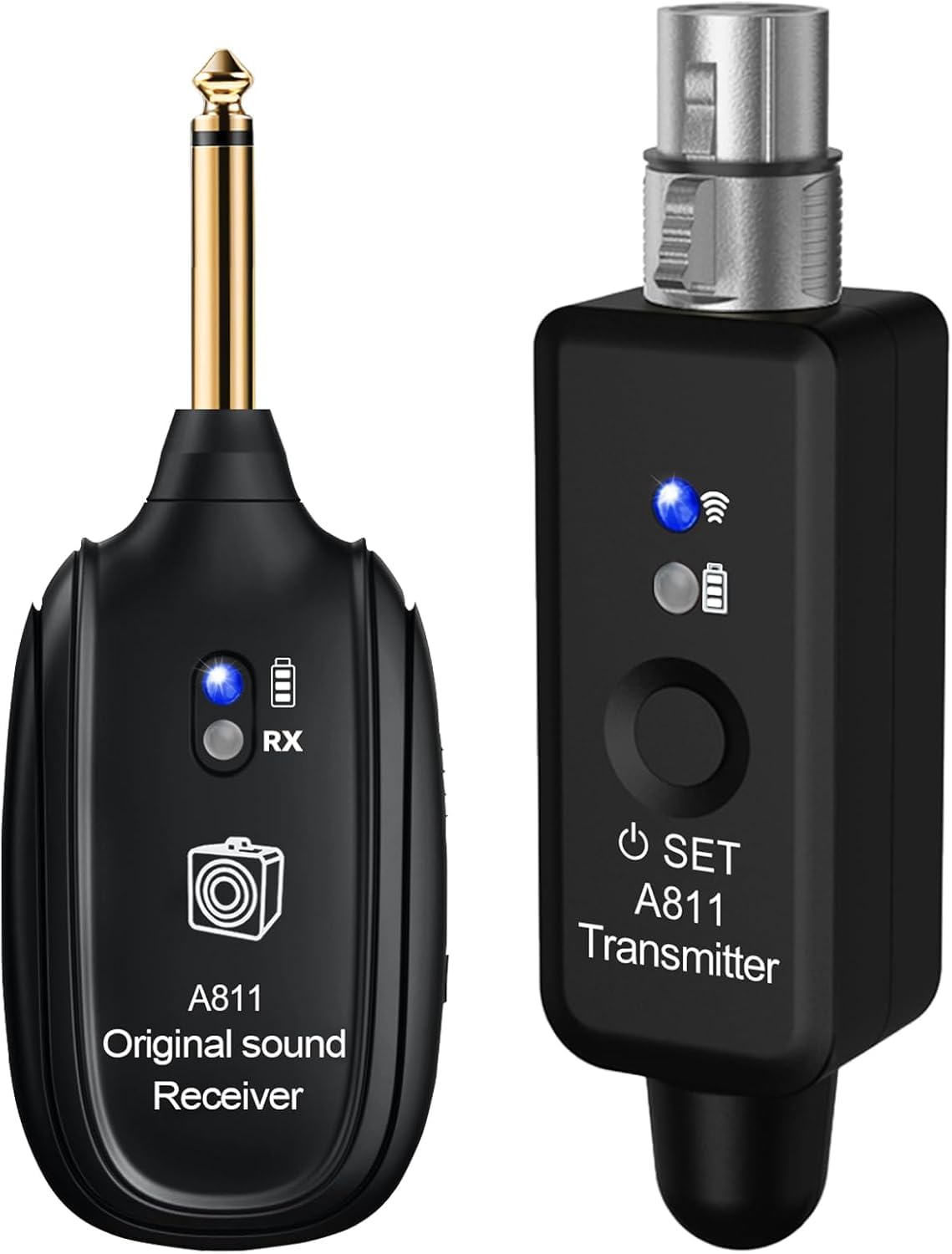 Wireless Microphone Transmitter Receiver 2.4GHz, XLR Microphone Wireless System, Rechargeable Wireless Mic Adapter for Audio Mixer, Dynamic and Condenser Mic, Guitar, Bass