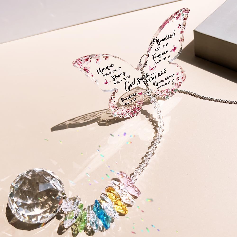 Butterfly Suncatcher Christian Gifts for Women Birthday, God Says You are Inspirational Presents for Sister, Her, Mom, Friends, Crystal Suncatcher, Sun Catchers for Windows Hanging Decoration - Image 5