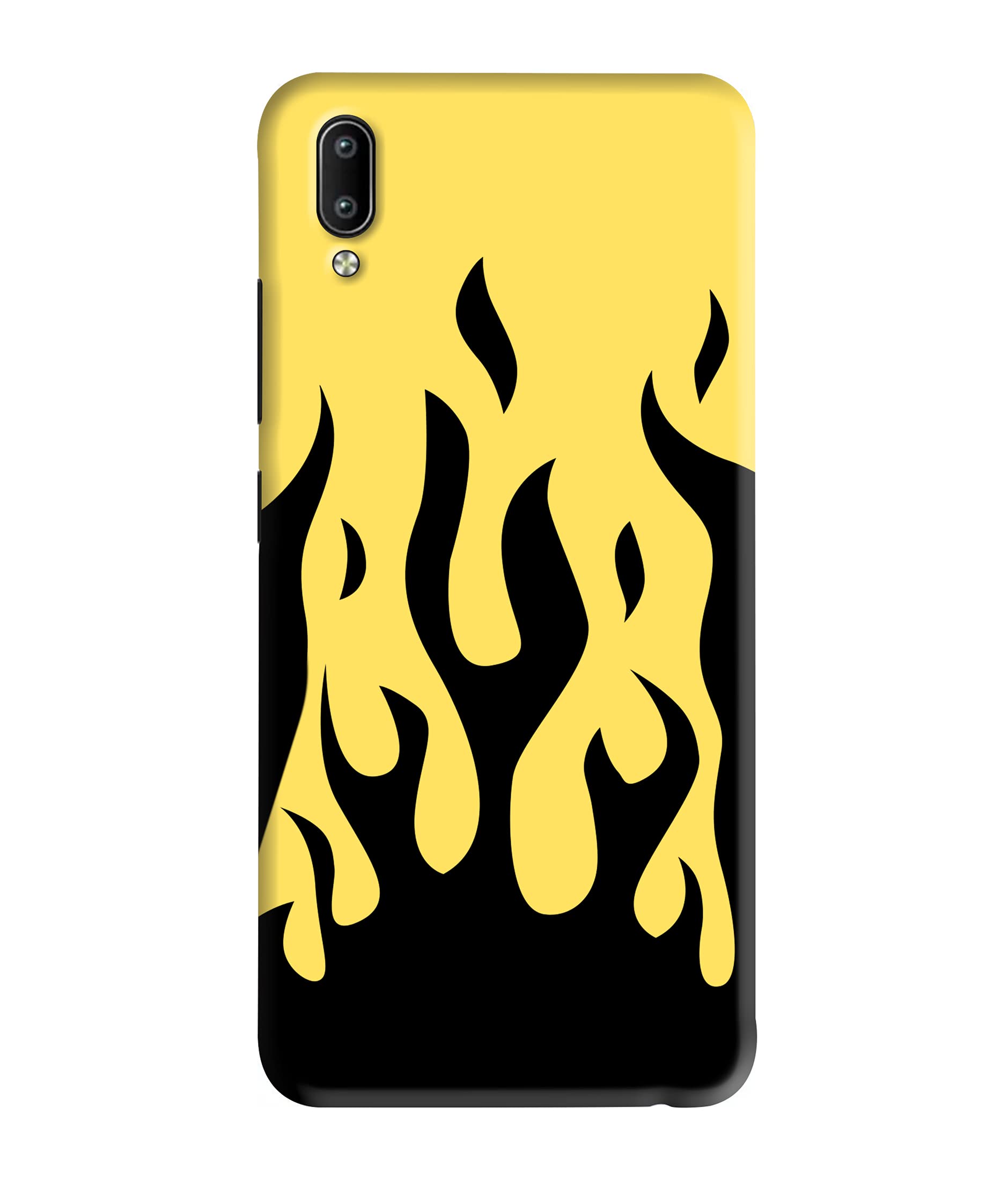 GIFTPUR®- Hard Back Cover Case for Vivo X21 Yellow/Black Flames Design Fire  Design Designer 3D Printed Slim Light Weight