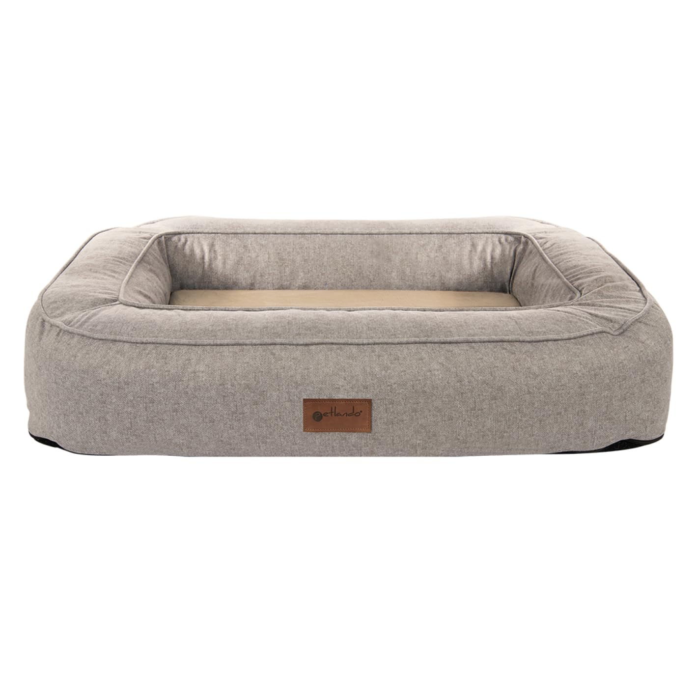 Petlando orthopädisches Hundebett Lima Ortho, ergonomische Liegefläche, waschbar 60°C, rutschfest, XL Tabacco, Hundematte beige, Hundekissen für große Hunde L 120 x B 85 x H 17 cm