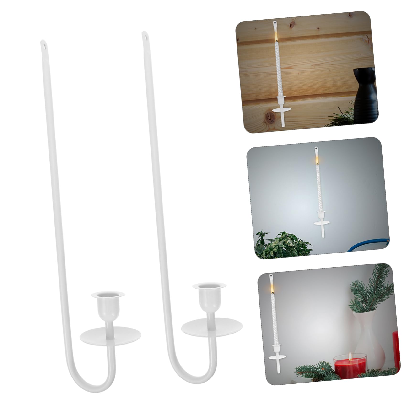 2 Stück Wandkerzenhalter aus Eisen, Moderner Kerzenständer Weiß