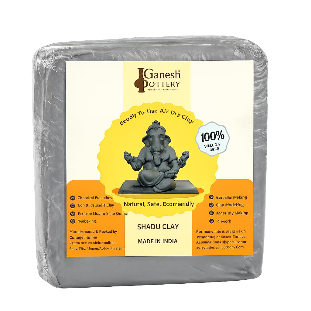 Ganesh Pottery Ready-to-use Shadu Mati Clay Dough Best for Eco-Friendly Ganesha Idol Making and Sculpting Art Clay (5kg)-image-25
