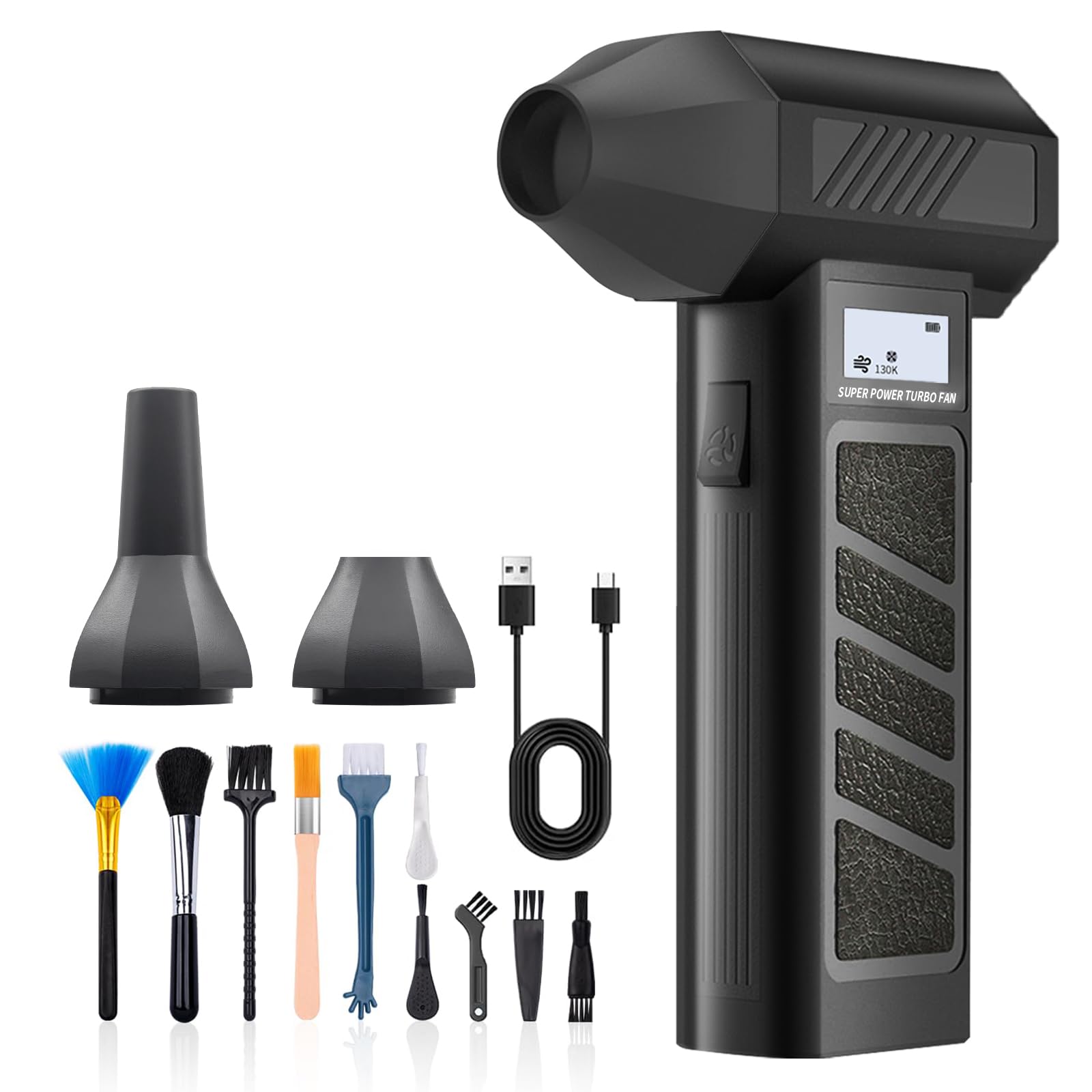 QINK ROLMIL Electric Air Duster-130000RPM Super Power Cordless Air Duster, 4-Gear Adjustable Mini Blower with Rechargeable Battery, Dust Blower for