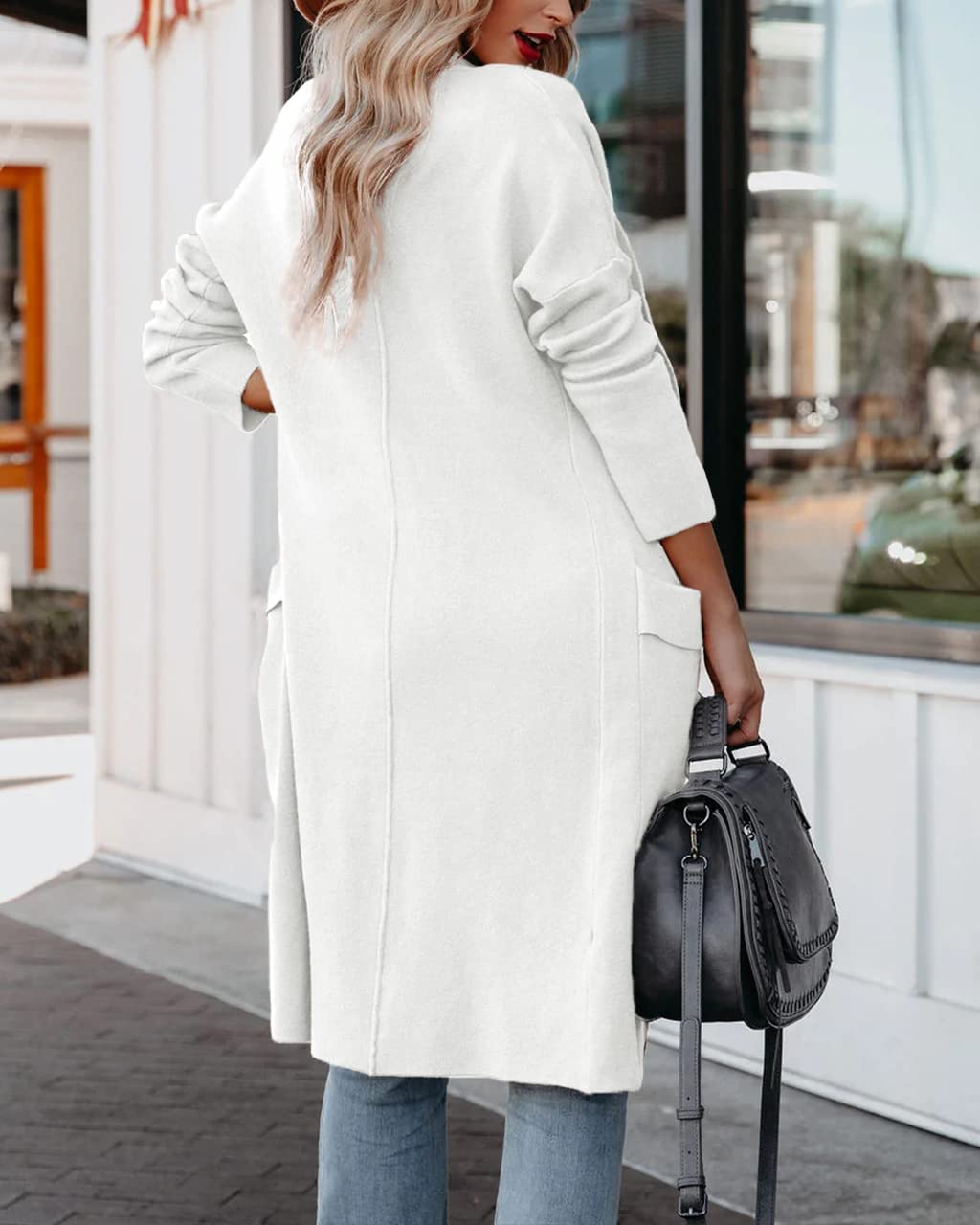 Uusollecy Cardigan Long pour Femme à Manches Longues - avec Poches