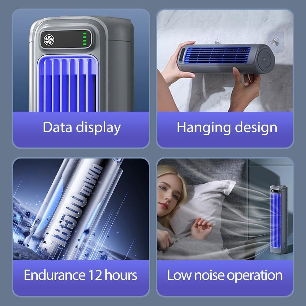 Aire Acondicionado PortáTil Cooling Ace Modelo 2026, Mini Ventilador con 3 Velocidades Y Pantalla TáCtil Led, Enfriador de Aire Recargable Por Usb Para Dormitorio, Cocina(Dark Gray)