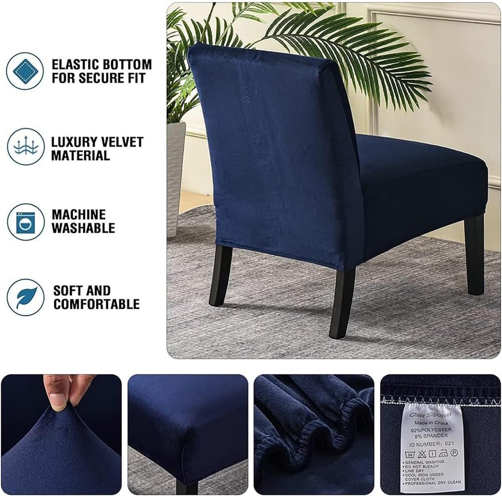 Funda De Terciopelo Para Silla Sin Brazos - Elástica, Antideslizante, Fácil De Lavar, Ideal Para Sala, Hotel O Eventos