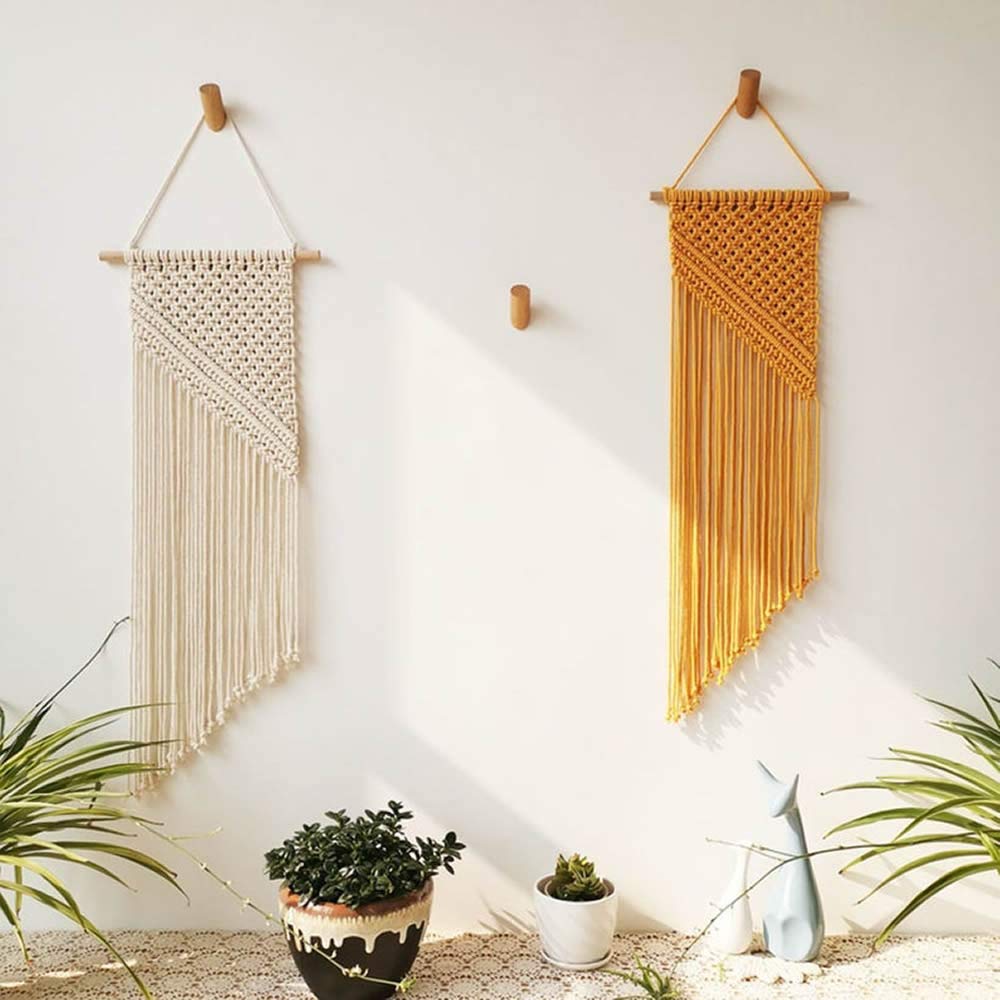 Boho Macrame Wall Hanging Decor- Beautiful Home Decorative Wall Art Macrame Tapestries for Apartment, Dorm Room Bedroom Nursery Gallery, 11.8" W x 31.5" H (2 Pcs Set)