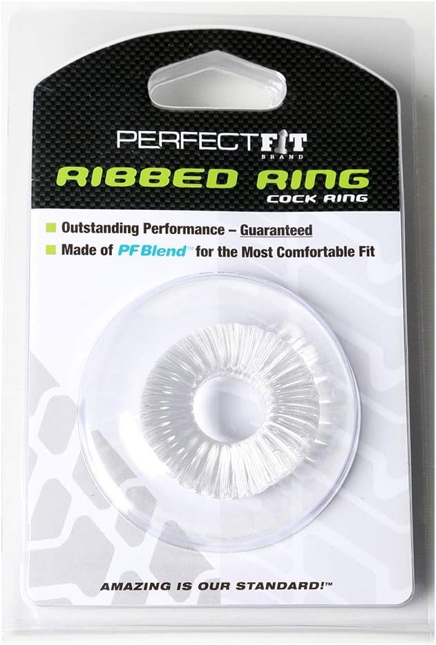 Perfect Fit Ribbed Ring, Ice Clear