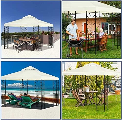 10x10 Ft Water-Resistant Double Tier Gazebo Canopy Replacement Top Cover for Outdoor Patio & Backyard Garden - Perfect for Shade & Protection (Top Only)