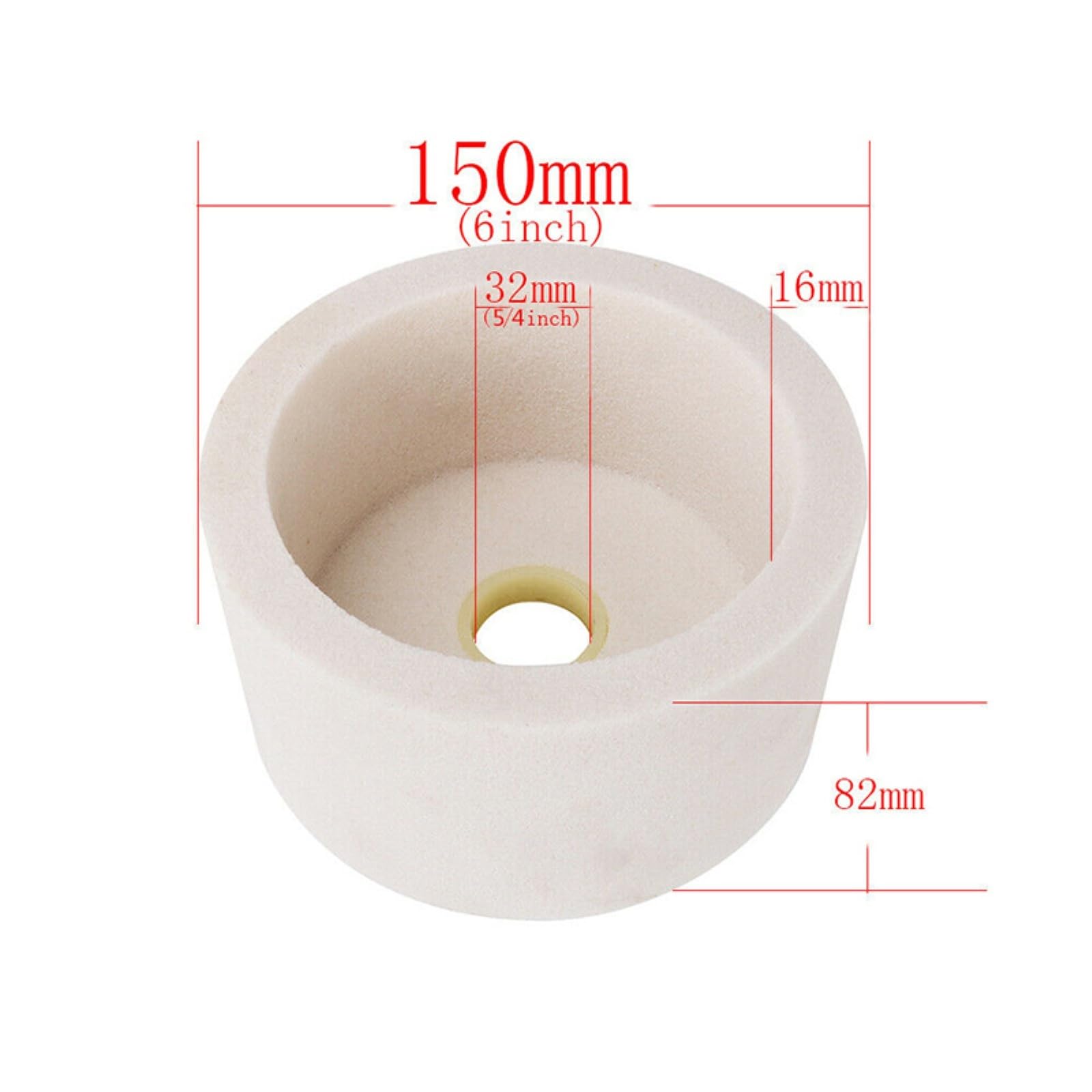 Amoladora De Rueda Abrasiva De Corindón Con Taza De Cerámica, Grano 60/80 | Muela Abrasiva De 4/5/6 Pulgadas For Pulir Metales, Herramienta Más Afilada De Mármol(80,150x32x82mm)