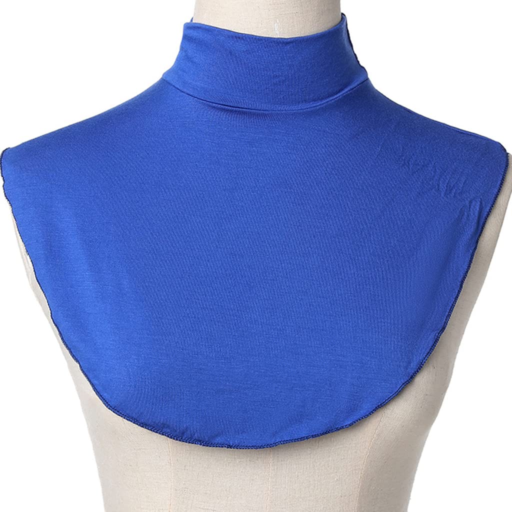 Terncoew Men's Blue Wo Turtleneck Fake Collar Islamic Hijab Extensions Solid Color Mock Neck Cover Half Top Detachable Hijab Neck Warmer