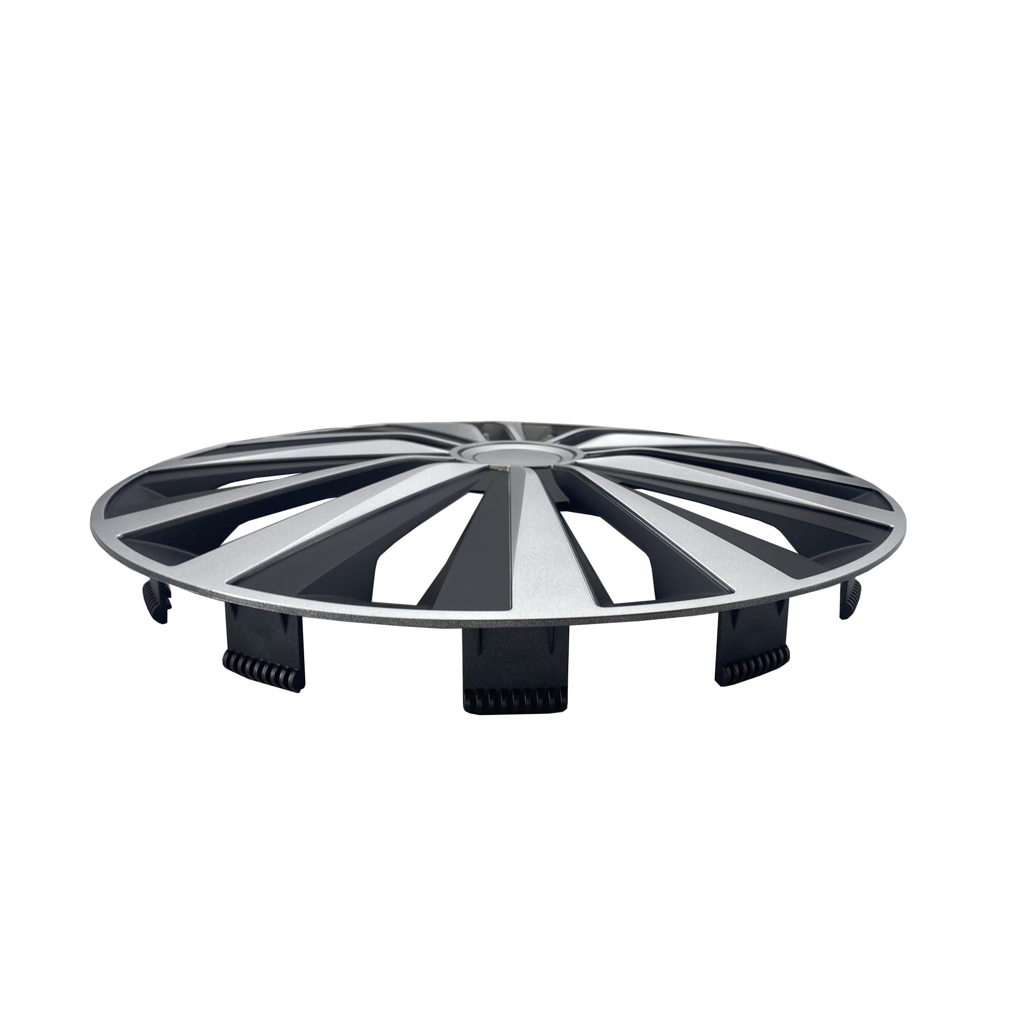 Set 4 Copricerchi Universali Simoni Racing Multi Silver Black Da 14 Pollici – Coprimozzi In Plastica Resistente, Montaggio Rapido, Design A Raggi