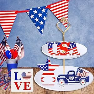 4th of july decor patriotic decorations 4pcs wooden star usa love car sign fourth of july table decorations memorial day red white and blue decor  urban country home decor