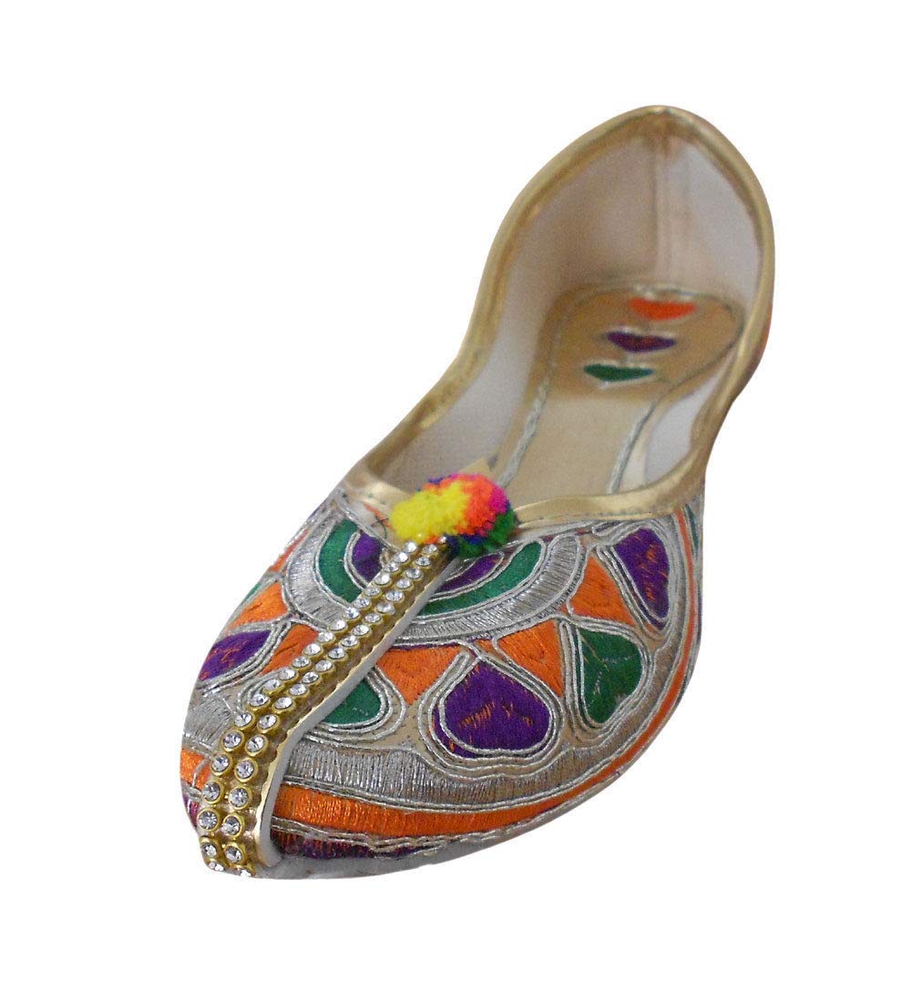 Kalra Creations Women Jutties Traditional Synthetic with Sequence Work Ethnic Multi Color Shoes 5 M