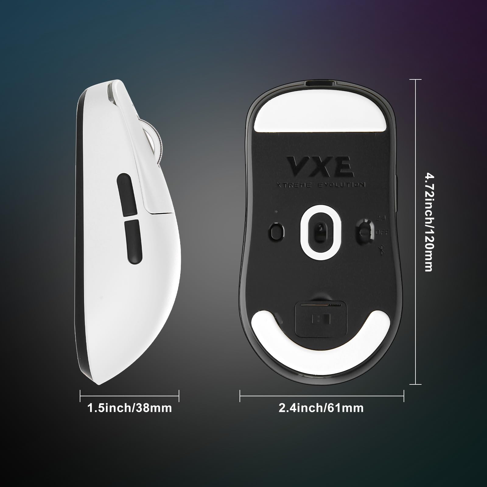 R1 SE+ Mouse da gioco wireless, 18000 DPI, sensore PAW3395SE ad alta precisione, leggero 55 g, tre modalità di connessione, mouse ergonomico programmabile, adatto per laptop/PC/Mac (bianco)