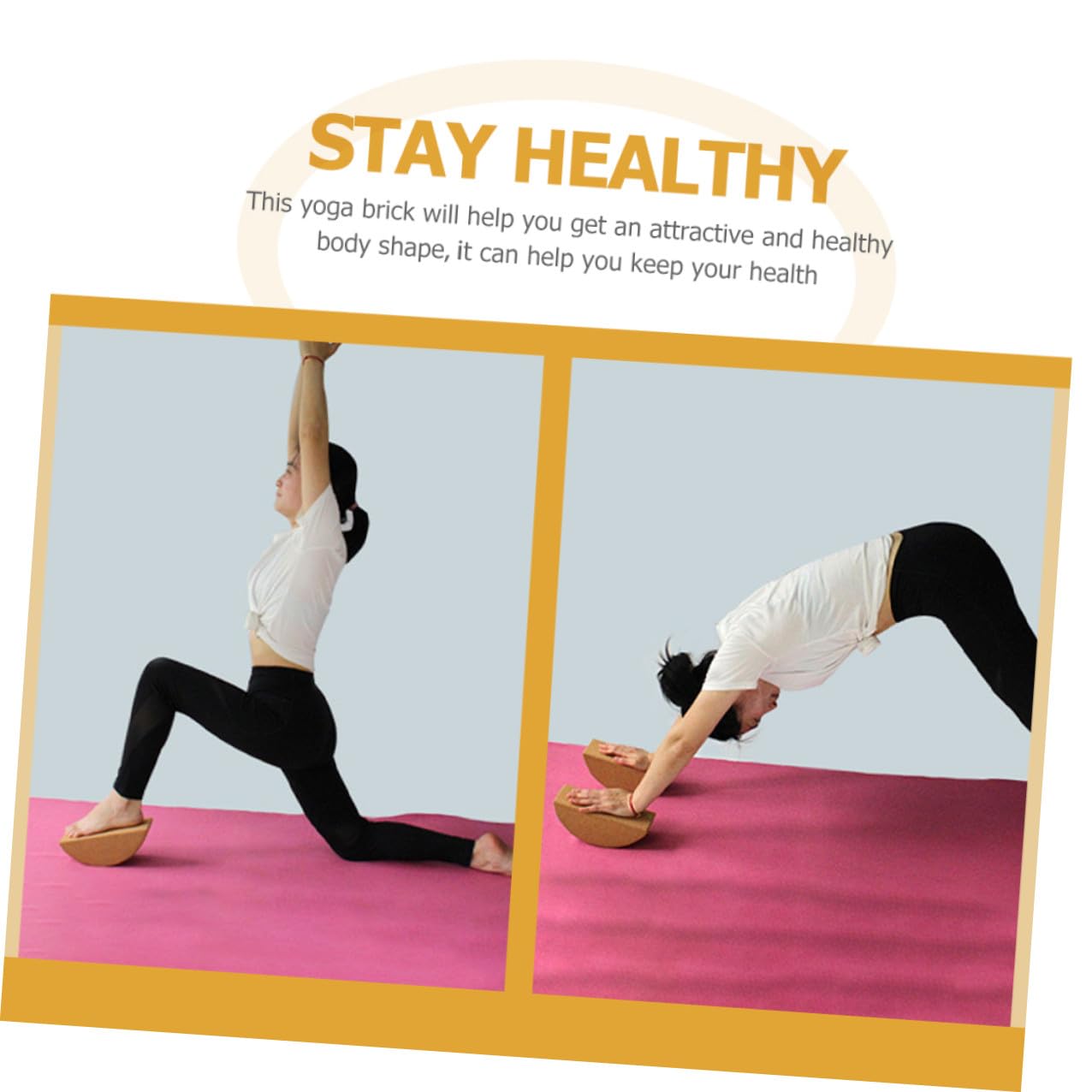 ULTECHNOVO Bloque de Yoga de Corcho Natural Antideslizante Semicírculo, Ladrillo de Entrenamiento para Equilibrio y Core, Herramienta Ligera para Pilates y Ejercicios de Fitness en Casa