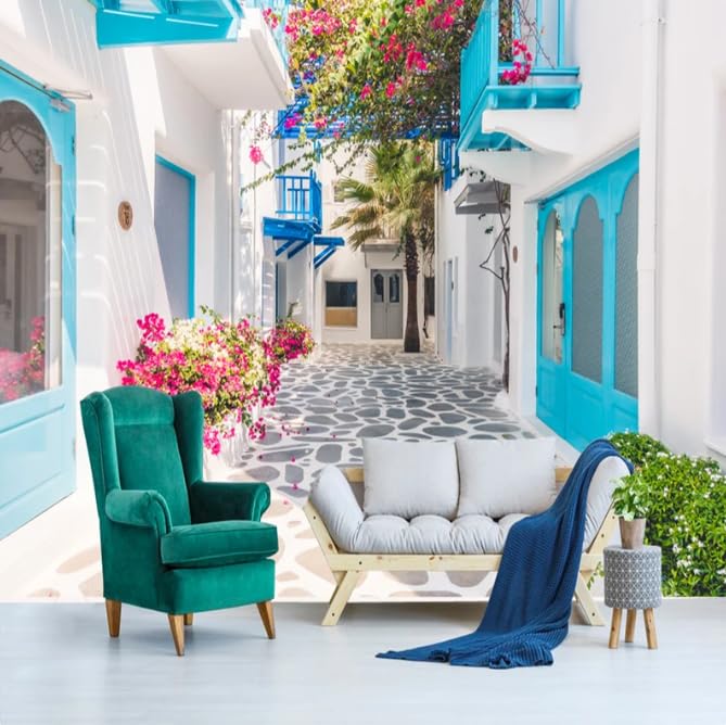 Papier peint mural 3D Grèce Santorin pour créer une ambiance de vacances dans la chambre
