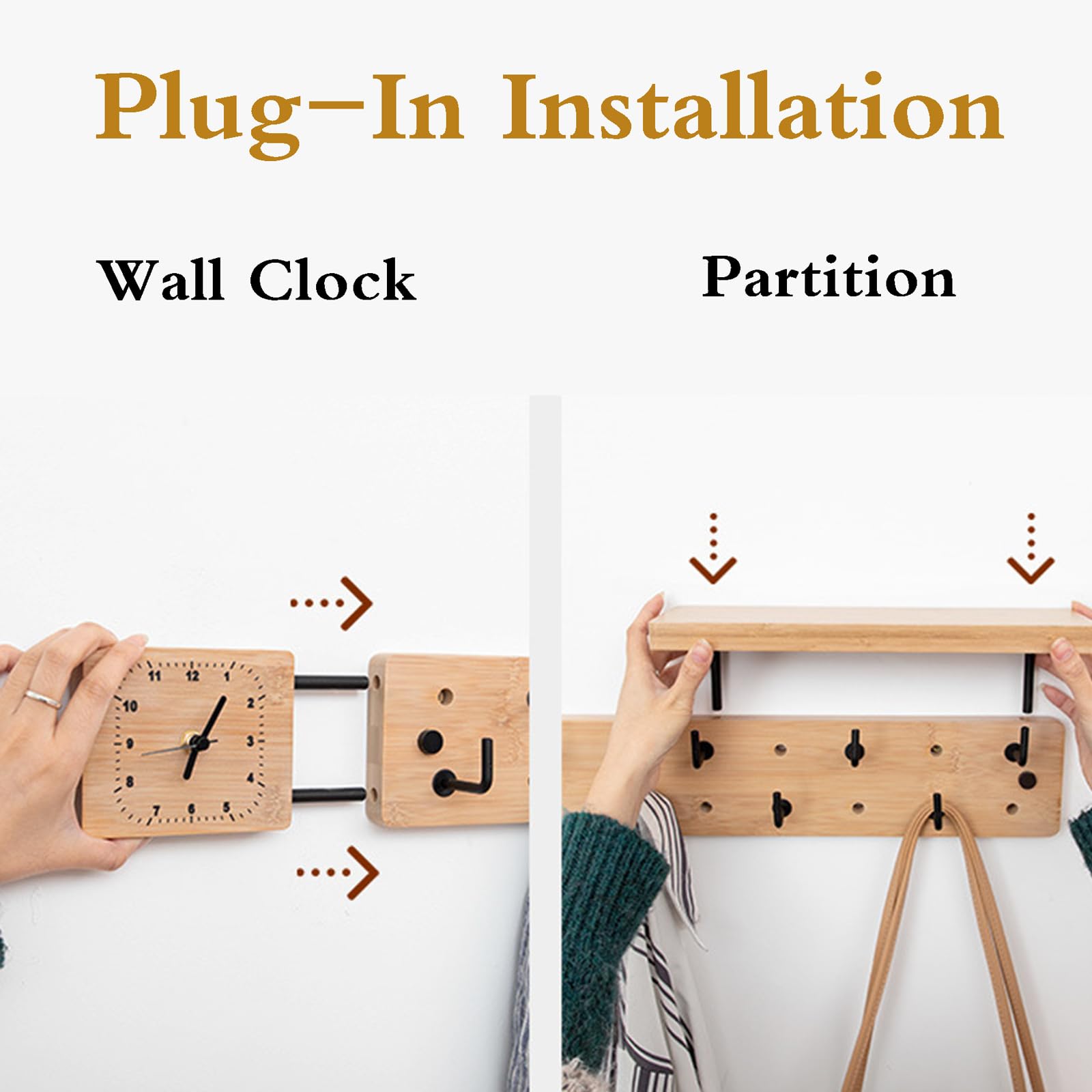 Porte-manteau mural avec 10 crochets, cintre moderne en bois pour chambre d'enfant, entrée, cuisine et salle de bain