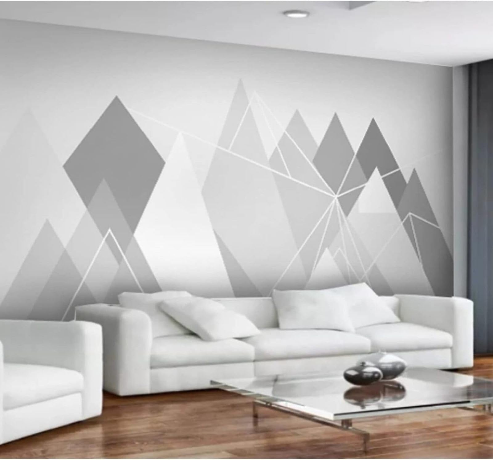 XLMING Minimalist Black and White Geometric Lines Triangles 3D Wallpaper Luxury Home Dining Decor Paste Sofa Living Room The Wall for Bedroom Mural-430cm×300cm