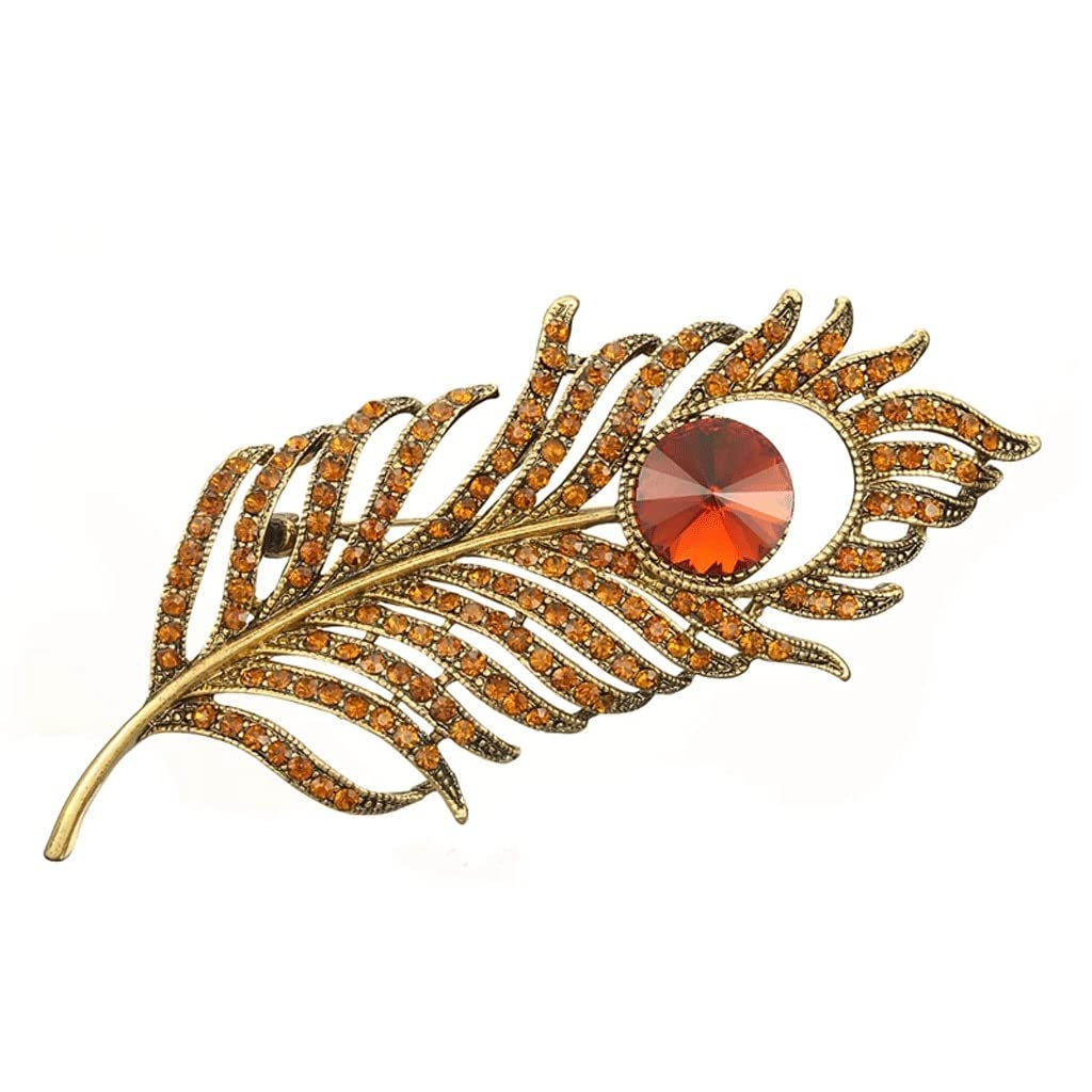 broches de Plumas de Diamantes de imitación para Mujer, Pin Grande de Moda Vintage, Accesorios de diseño de Invierno