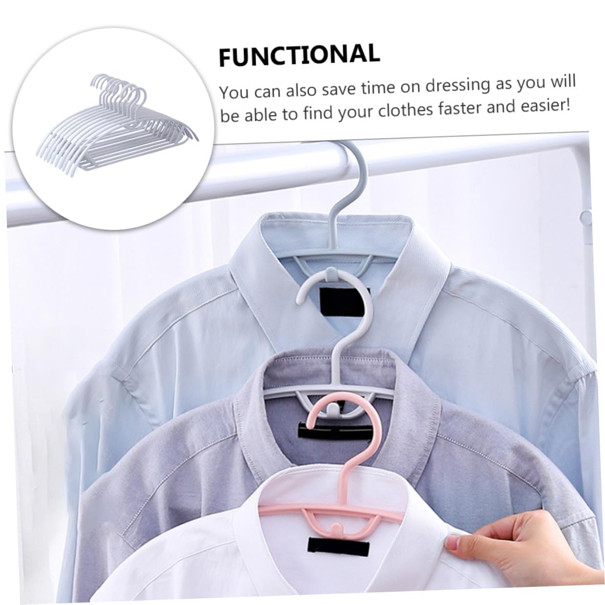 10 pezzi Grucce Bianche Antiscivolo per Abiti Ampie e Sagomate per Armadi e Guardaroba Design Salvaspazio con Spalle Contornate e Tacche Antiscivolo per Vestiti e Canottiere