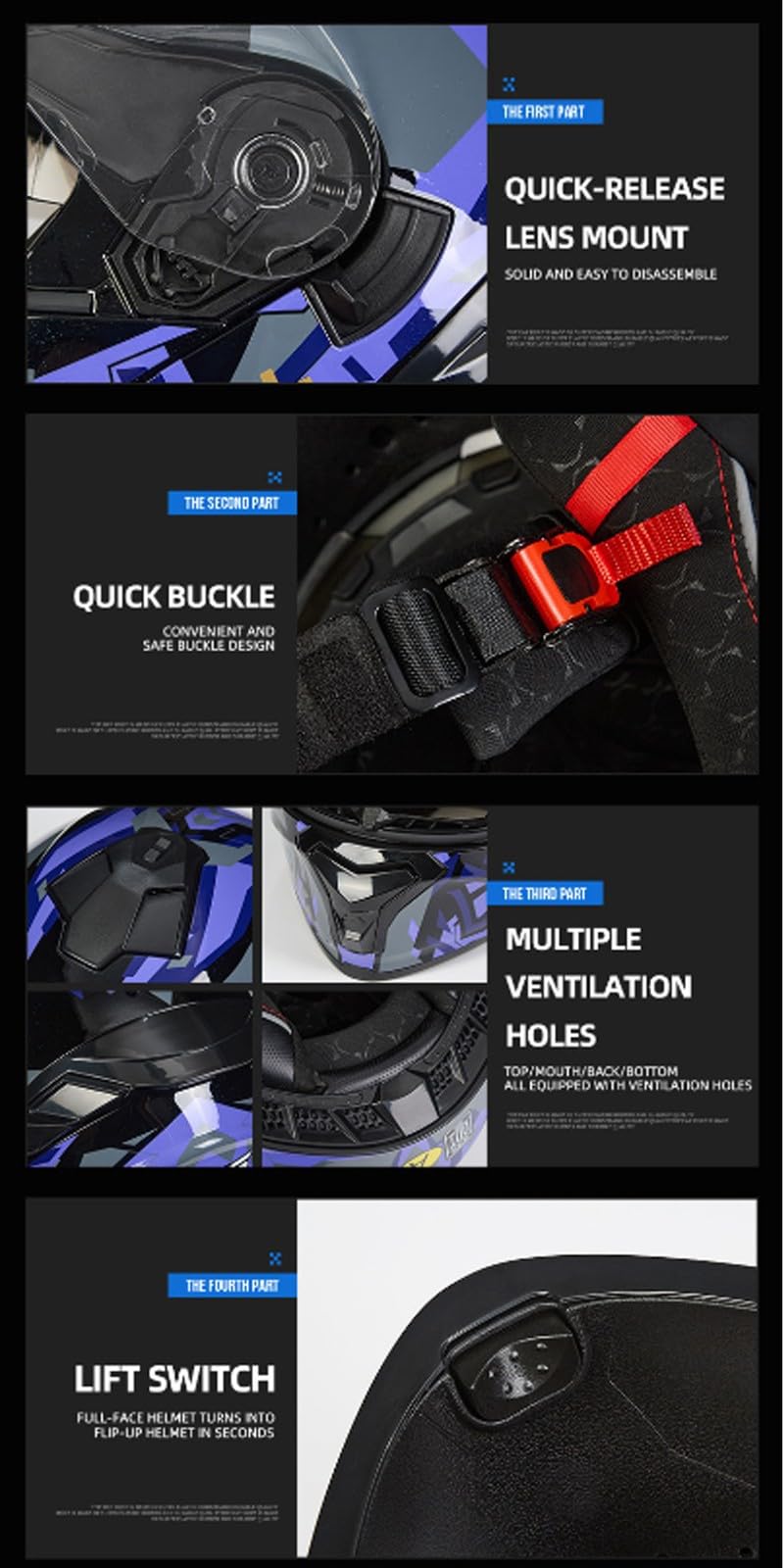 Casco Moto Modulare Adulto Omologato ECE e DOT, Casco Integrale Flip-Up Bluetooth Integrato con Microfono e Doppio Altoparlante, Doppia Visiera