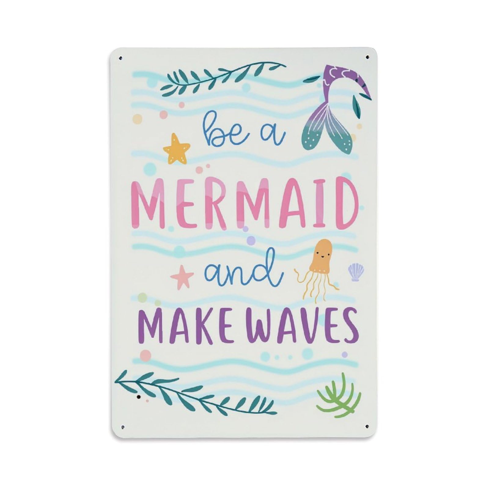 Jdyaojiesheng Vintage Be A Mermaid And Make Waves Tin Sign Retro Metal Wall Decor Metal Poster, Home Bar Garage Farmhouse Cafe Wall Art Decoration 8X12inches