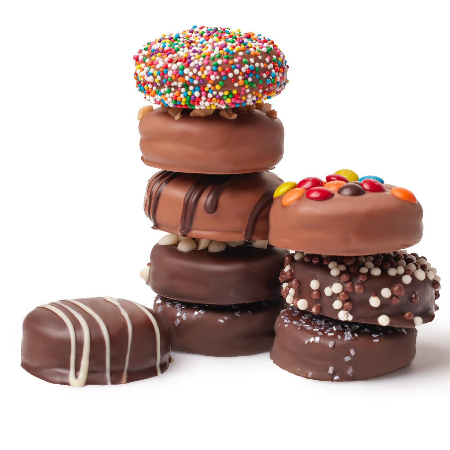 CRAVINGS BY ZOE Birthday Chocolate Covered Cookies Gift Basket | 12 Count | Kosher Milk & Dark Belgian Chocolate Gourmet Food Gift Box | Birthday, Thank You, Candy Gifting Men Women Him Her Mom: 6 PC Black