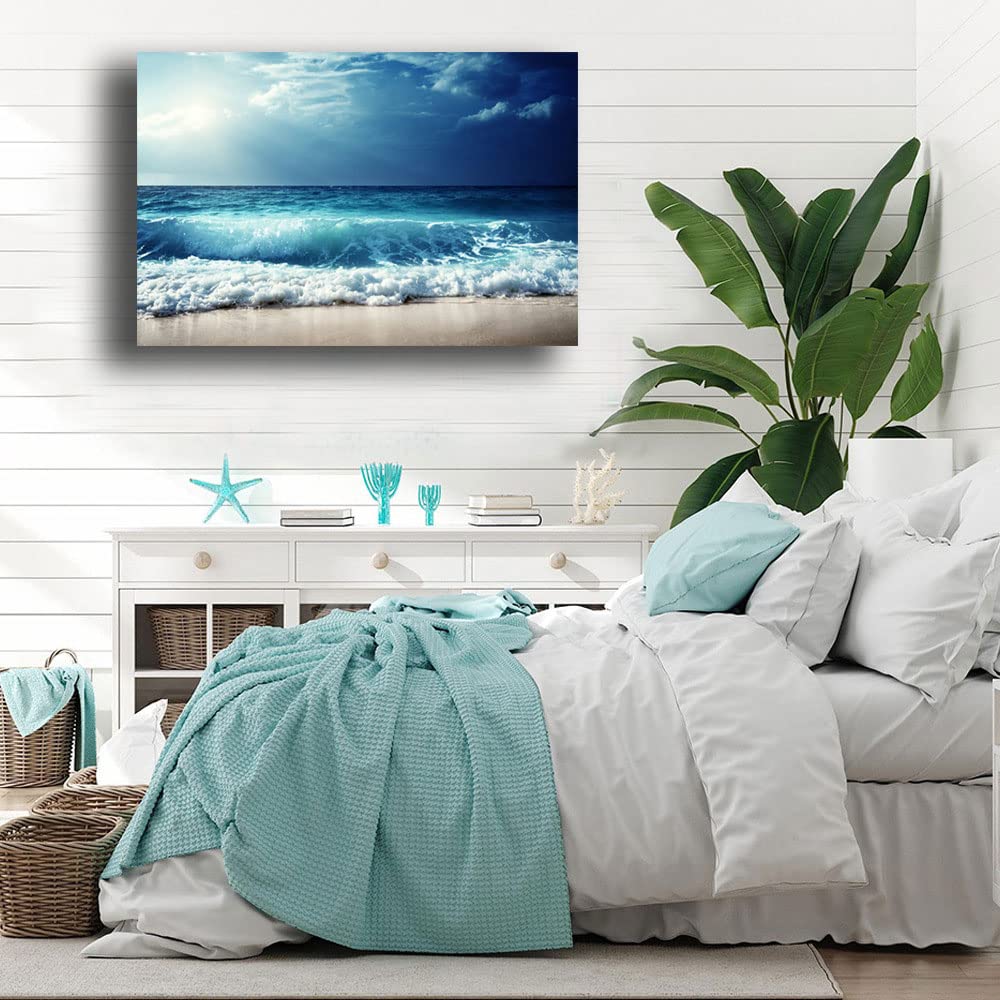 Printerland Quadri Moderni PAESAGGIO MARE marino onde spiaggia Quadro moderno da Parete XXL grande Stampa su tela Canvas Decorazione Murale muro Soggiorno Arredo Camera da letto Cucina (70x100 cm, 6)