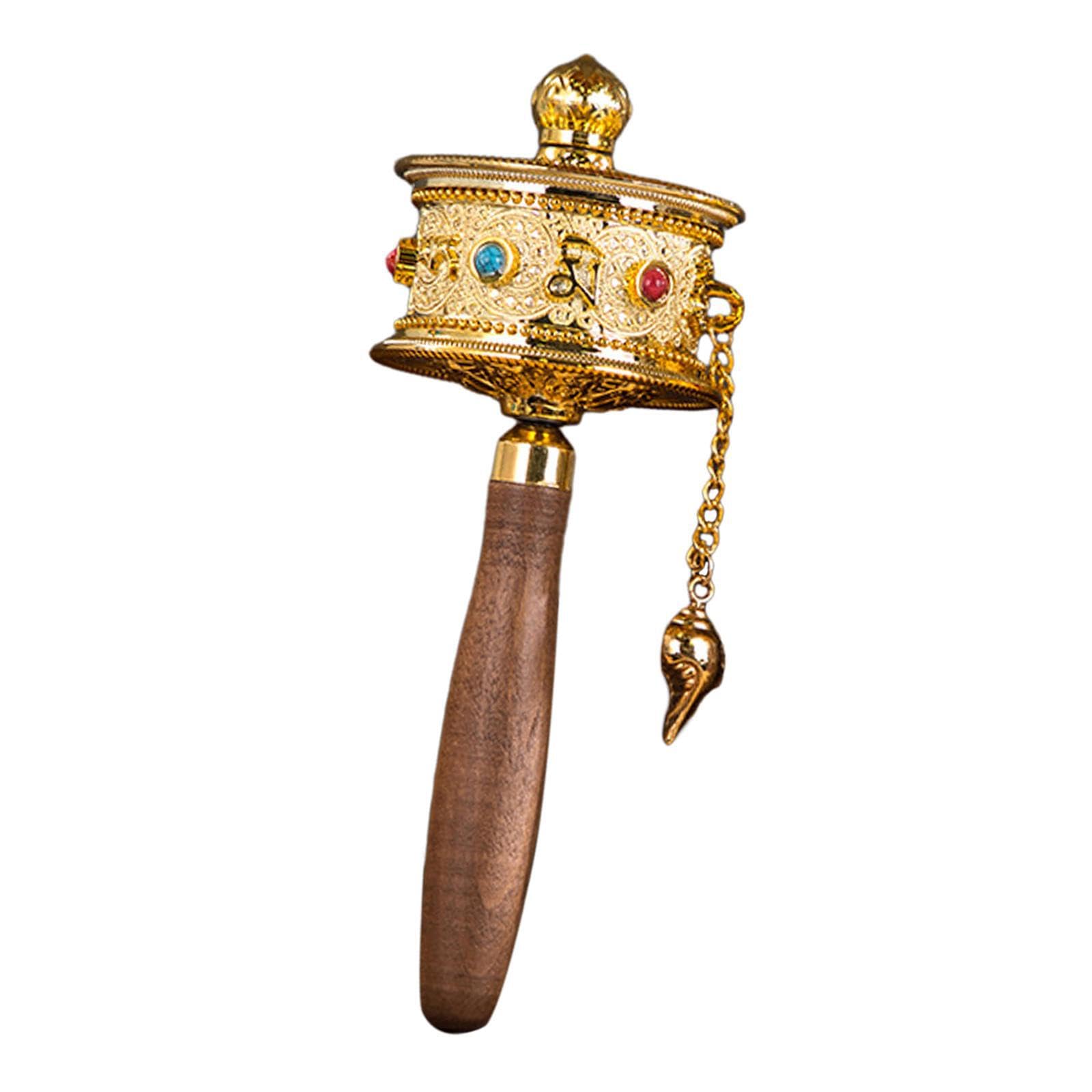 PUXZYAX Tibetan Prayer Wheel Crafted With Durable Wooden Handle Handheld Tool For Meditation And Praying Blessings Meditation Premium Buddha Scriptures Prayer Wheel