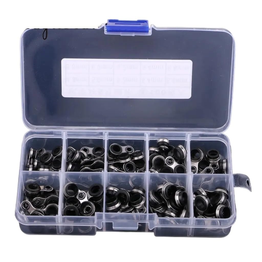 Anelli Canna Da Pesca Kit di riparazione asta da 100 pezzi Dimensioni miste Guide for canna da pesca Anello di linea Punte for asta Anello for occhi 0,9-6,6 mm